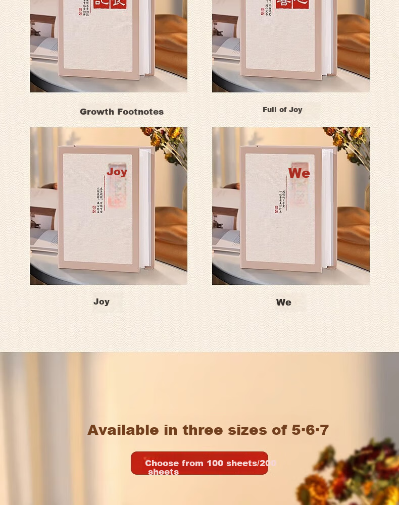 Siyicai Travel Large Capacity Family Photo Album with Insert Pages for Children's Photo Collection And Baby's Growth Record Book (6-Inch Laminated 100 Pages) - Peace And Joy Photo Book 8
