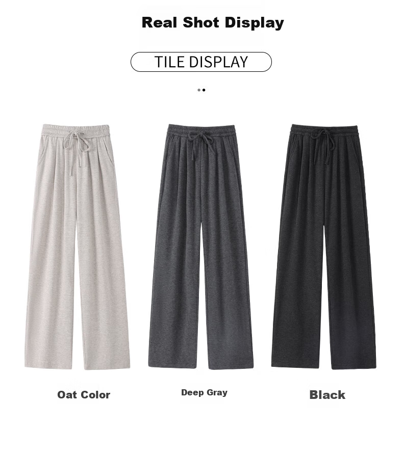 MJ STYLE Glutinous Rice Wide-Leg Pants for Women, Spring And Autumn 2026, Loose Casual Versatile Soft Flowy High-Waist Slimming Straight-Leg Trousers 12