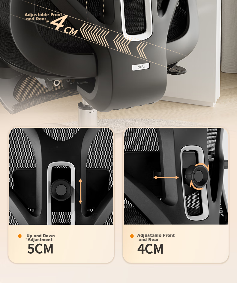 Deli KF230-J Ergonomic Chair, Computer Chair, Home Office Chair, Reclining Gaming Chair with Footrest, Black 6