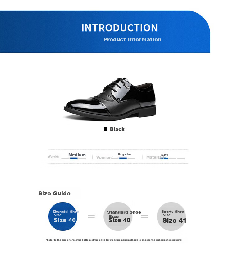 Zhengtai British Men's Leather Shoes, Low-Top Business Formal Dress Shoes, Lace-Up Glossy Leather Shoes for Men, Versatile Autumn JZ0025 Black Size 38 6
