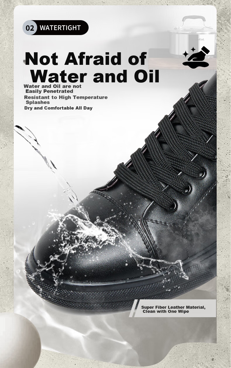 Chuwang Chef Work Shoes, Non-Slip, Oil-Resistant, Water-Repellent, Kitchen Casual Leather Shoes, Versatile Lace-Up Men's Shoes C5011 5