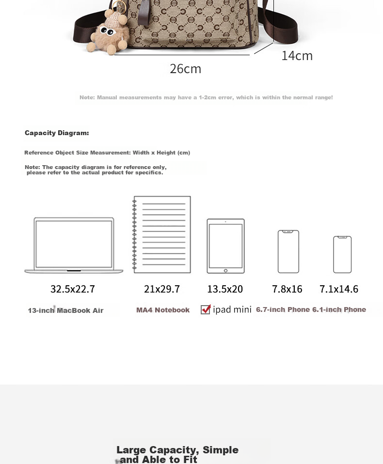 C.BANNER Backpack for Women, Large Capacity Travel Bag, Fashionable Schoolbag, Brand Birthday Mother's Day Gift, Practical Present for Mom 3