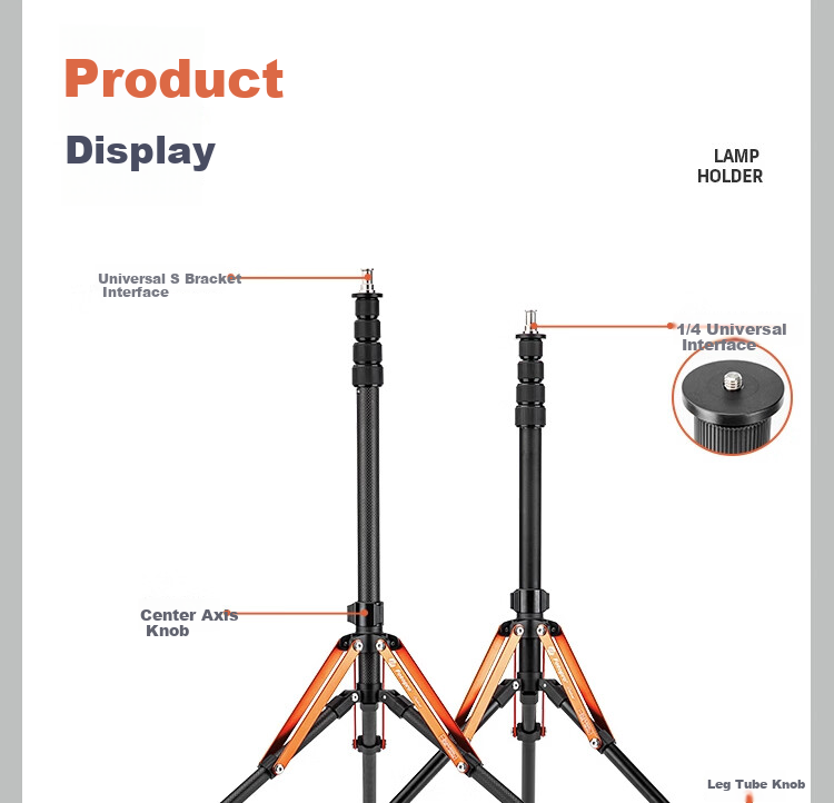 Fotopro TR-02A Portable Reverse Folding Aluminum Alloy Tripod, Photography Studio Stand, Photo LED Host Light Stand, Studio Light Tripod 26