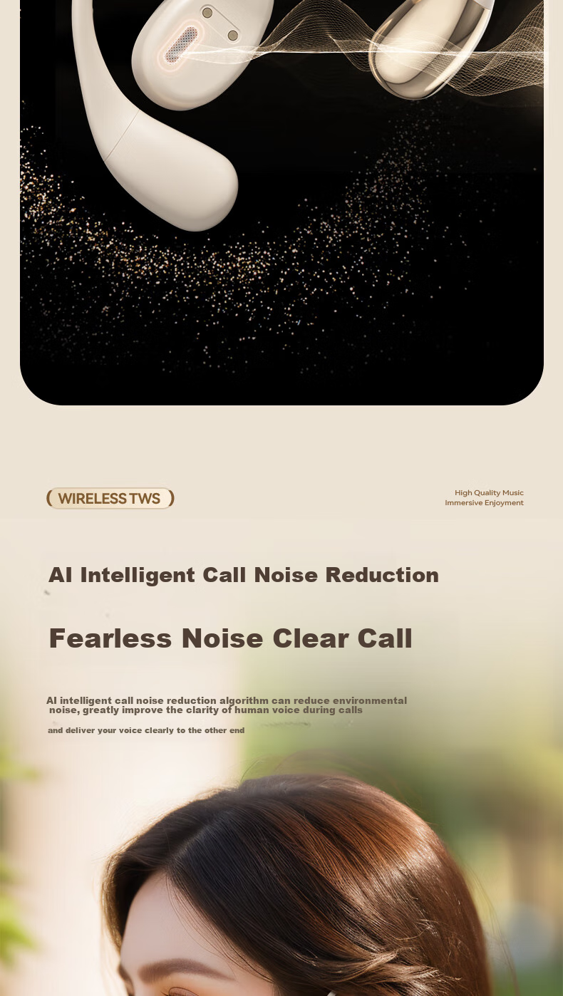 Zhigao Bluetooth Headphones, Bone Conduction Concept, IPX4 Waterproof, ENC Calling Noise Reduction, Open-Ear Non-In Sports Running Earphones 3
