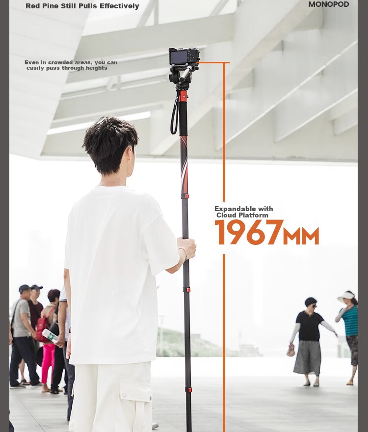 Fotopro Flying One Tripod, Quick-Release Design with Foot Unlock, 32mm Diameter Carbon Fiber Camera Tripod, Original Carbon Gray 18