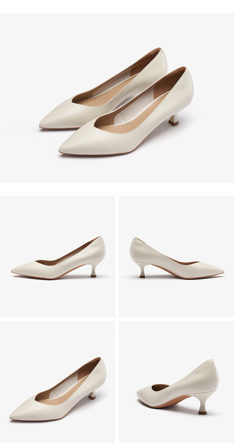 Laird & Sand 26 Spring Summer Fashion Elegant Commuter Low-Cut Stiletto Pumps Women Single Shoes 6M52301 Off-White OWK 38 15