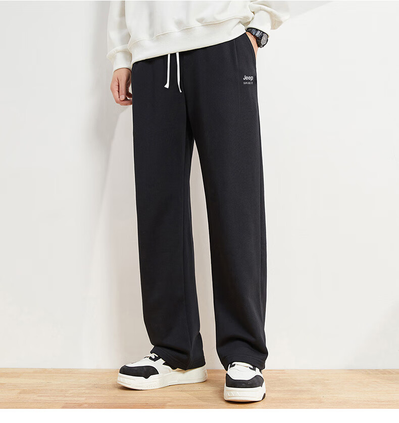 JEEP SPIRIT Men's Sports Pants, Summer Lightweight Trousers, Versatile Loose-Fitting Breathable Straight-Leg Casual Pants for Men, Black 3XL 8