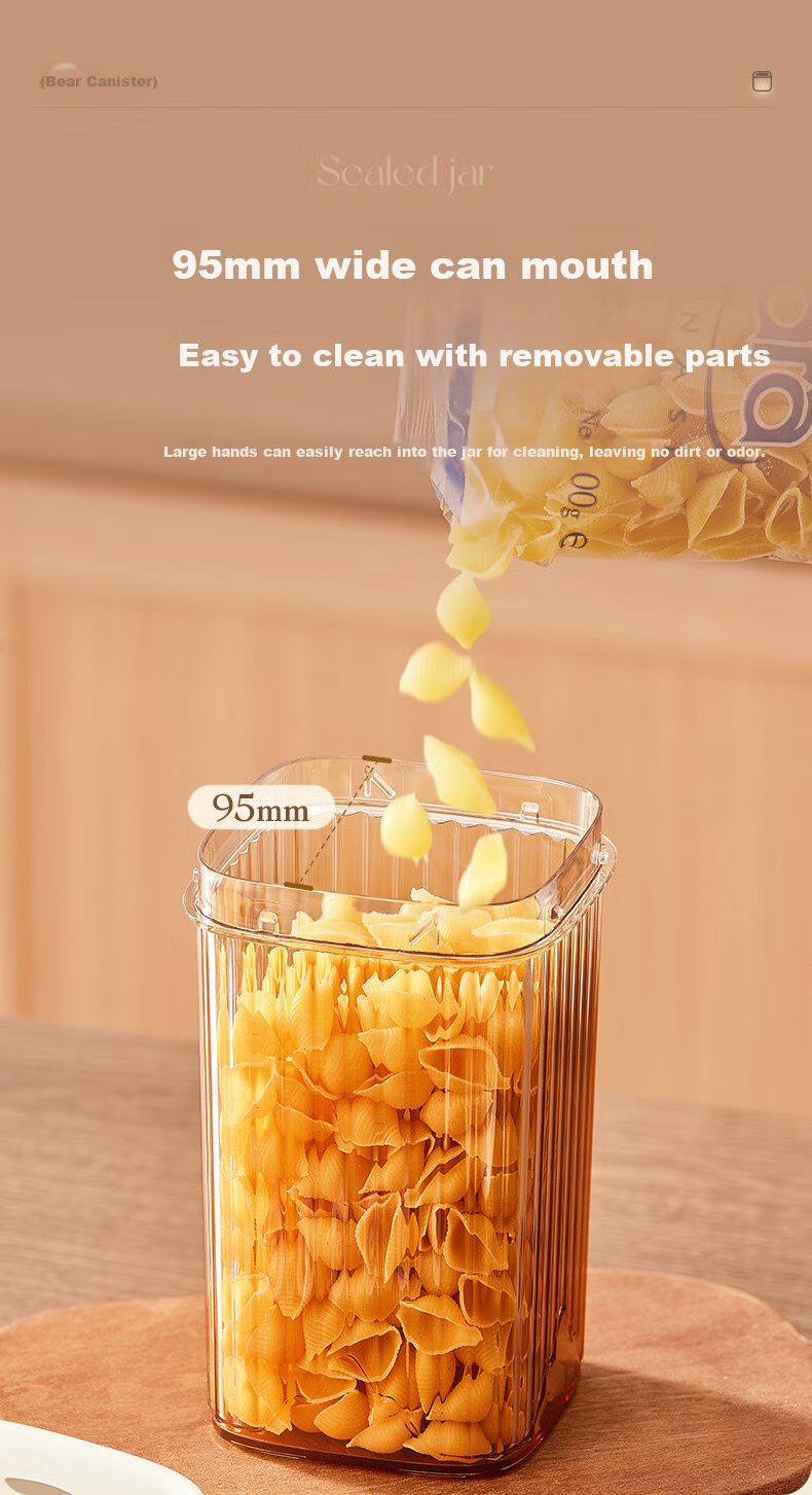 Bear Airtight Container, Multi-Grain Storage Box, Plastic Jar for Snacks, Dried Goods, Tea Leaves, 850ml Sealed Container 10