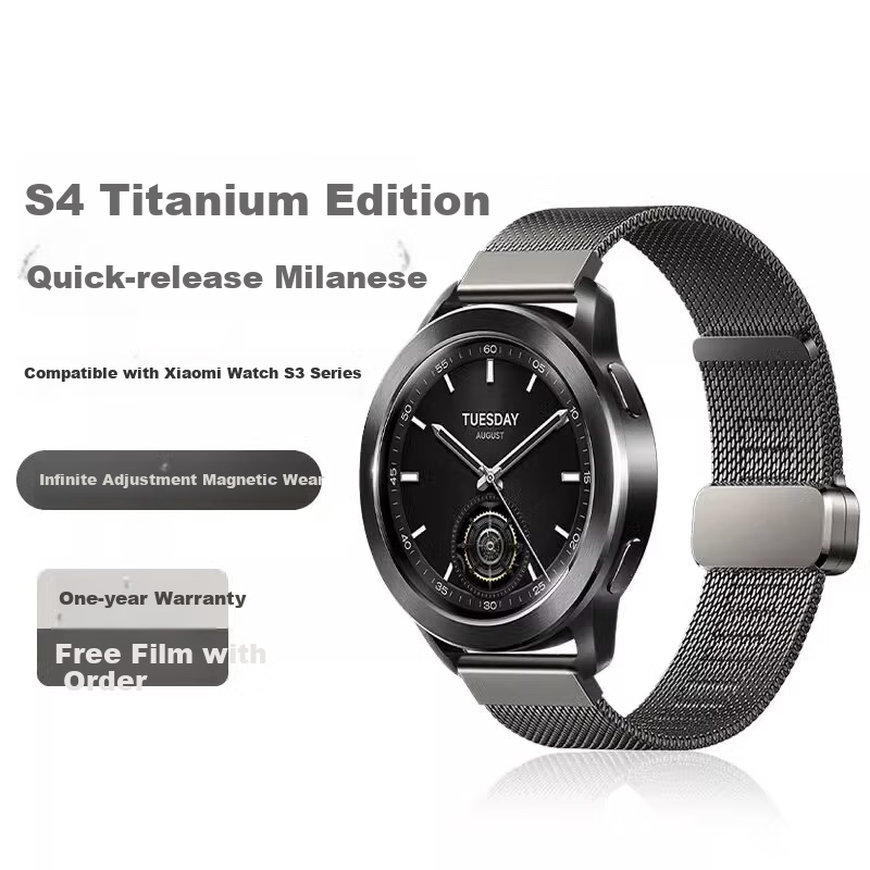 Iboann Compatible Metal Milanese Watch Band for Xiaomi S4 Sport, Magnetic Strap for Xiaomi Watch S4/S3/S2/S1 Pro, Sports Smartwatch Band for Xiaomi Color 2/1