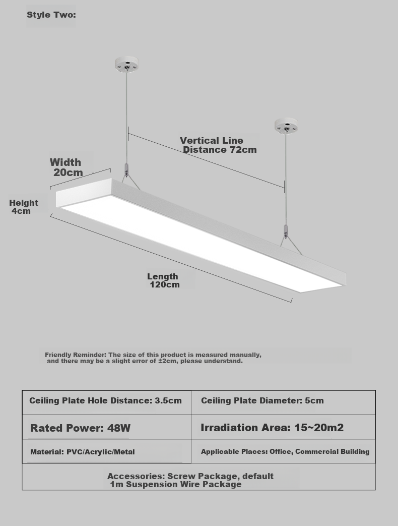 Dengling Office Pendant Light, LED Strip Light, Suspended And Ceiling-Mounted Dual-Use, Ultra-Bright Energy-Saving, for Office Buildings, Supermarkets, Shopping Malls, Industrial Projects, Specialized Flat Panel Light, White Frame Right Angle, 120x10cm 40W Cool White 3
