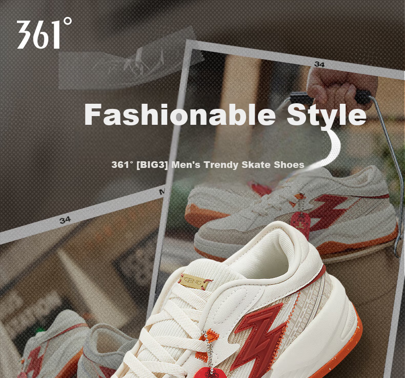 361° Men's Sports Shoes, Leather Upper, BIG3 Spring And Summer Commuter Thick-Soled Heightening Casual Sneakers for Men, 672516607-4 1