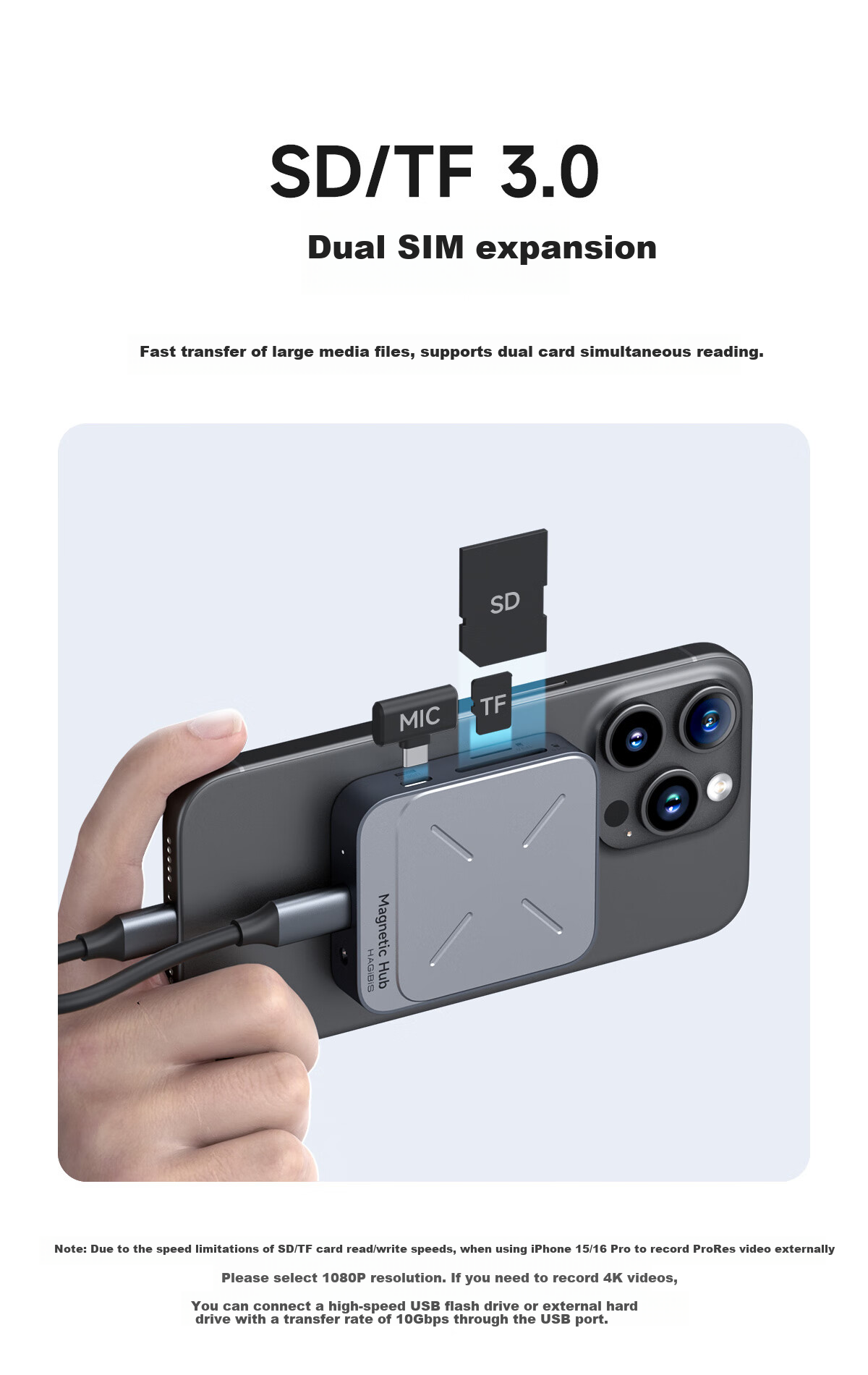 Haibeisi Magnetic Type-C Docking Station USB Multi-Port Hub Gigabit Ethernet Adapter TF/SD 4.0 Card Reader for Apple iPhone MacBook Laptop 16