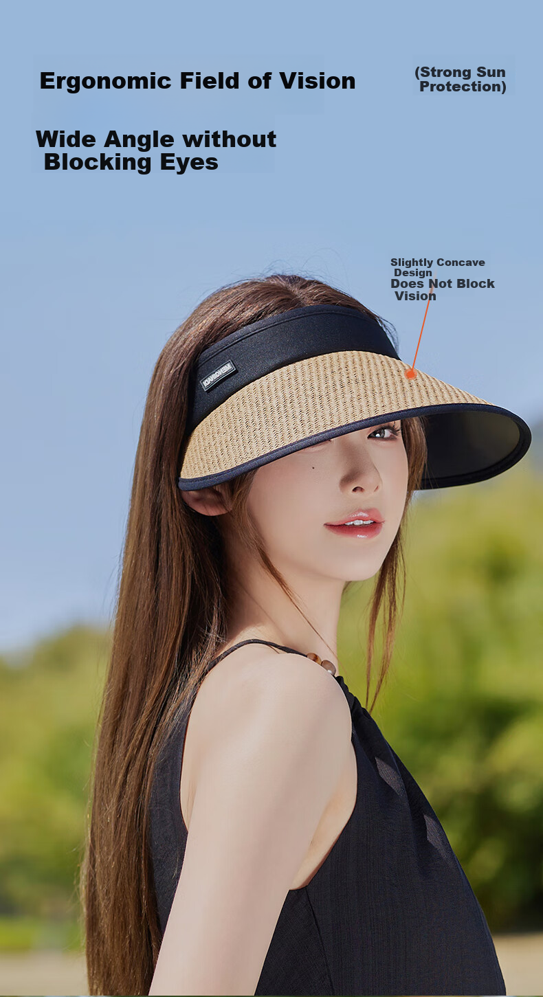 FitonTon Foldable Sun Hat for Women, Summer Outdoor Straw Hat, UV Protection Sun Hat, Beach Hat 3