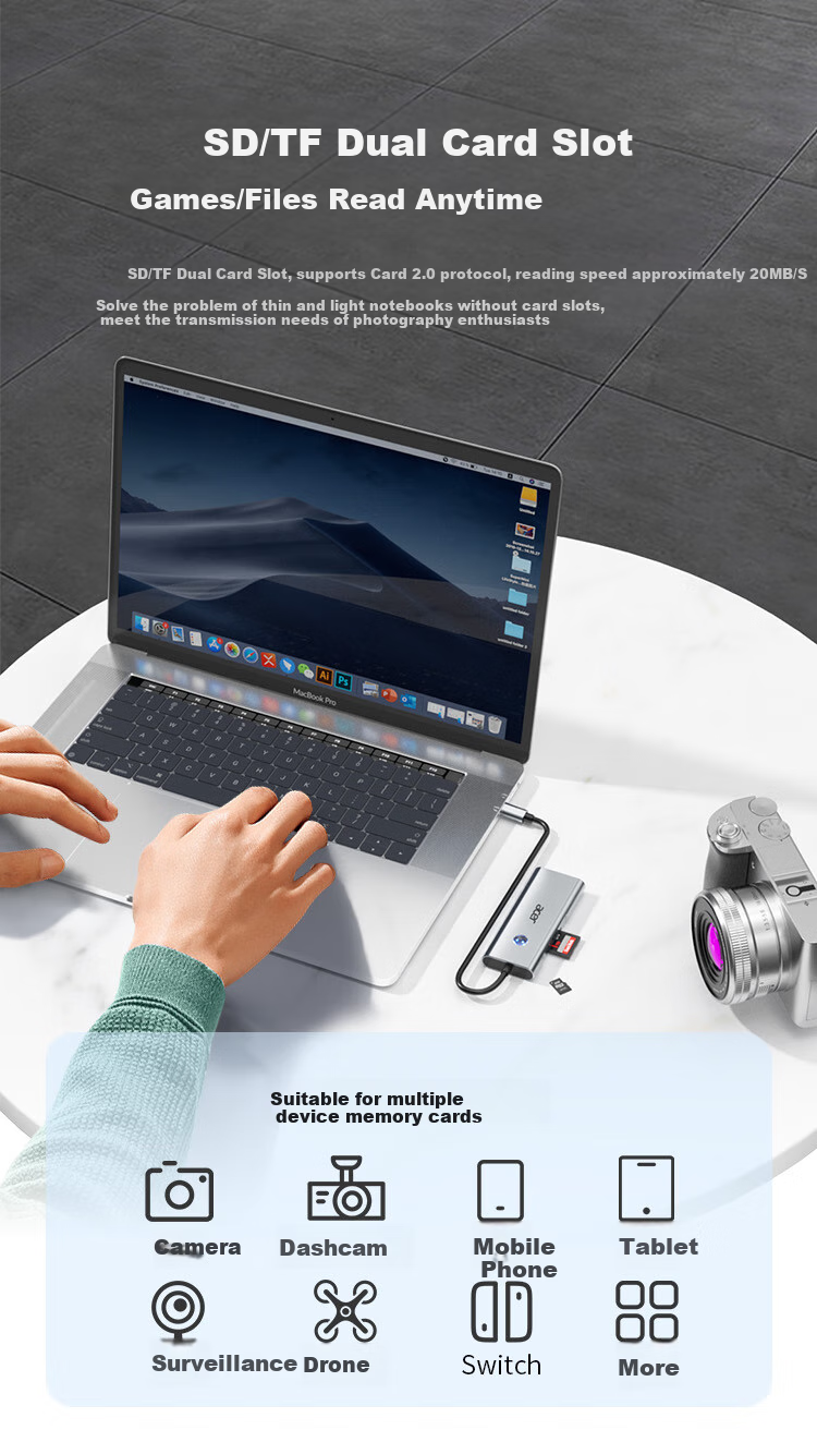 Acer Type-C 7-In Expansion Dock USB3.0 Hub HDMI 60Hz Compatible with MacBook, Huawei Laptops And Tablets Converter with Card Reader Adapter 11