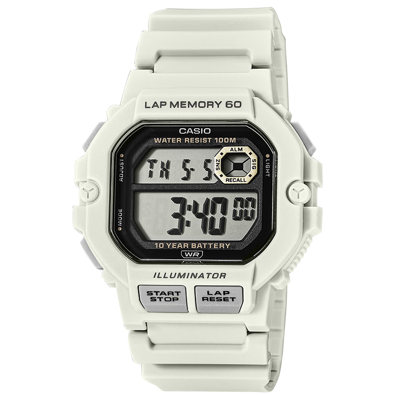 Casio Watch, Sports Square Dial, Retro Student Watch, WS-1400H