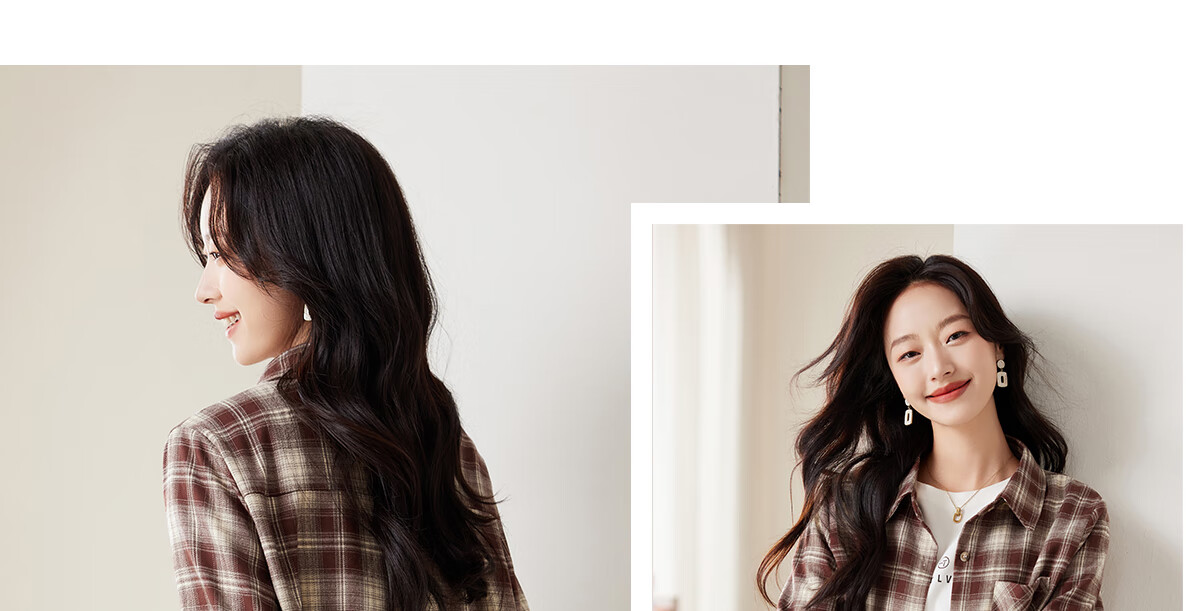 PinCai Women's Plaid Long Sleeve Shirt Spring Autumn Stylish Loose Vintage Versatile Blouse P143C2009 18