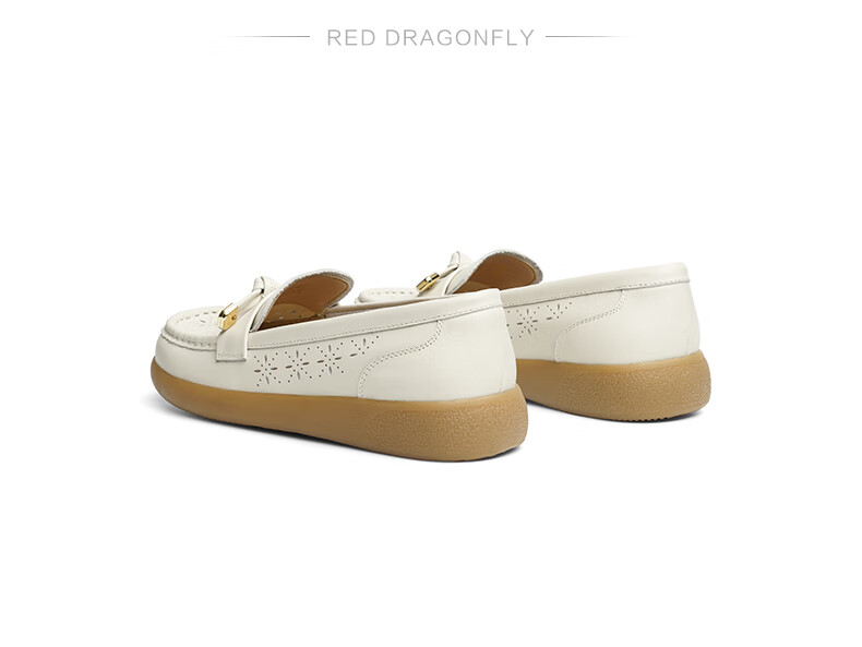 RED DRAGONFLY Soft-Soled Women's Flats, Spring And Summer New Style Women's Shoes, Slip-On Hollow-Out Flats, Middle-Aged And Elderly Shoes, WTB25049 Black, Size 38 8