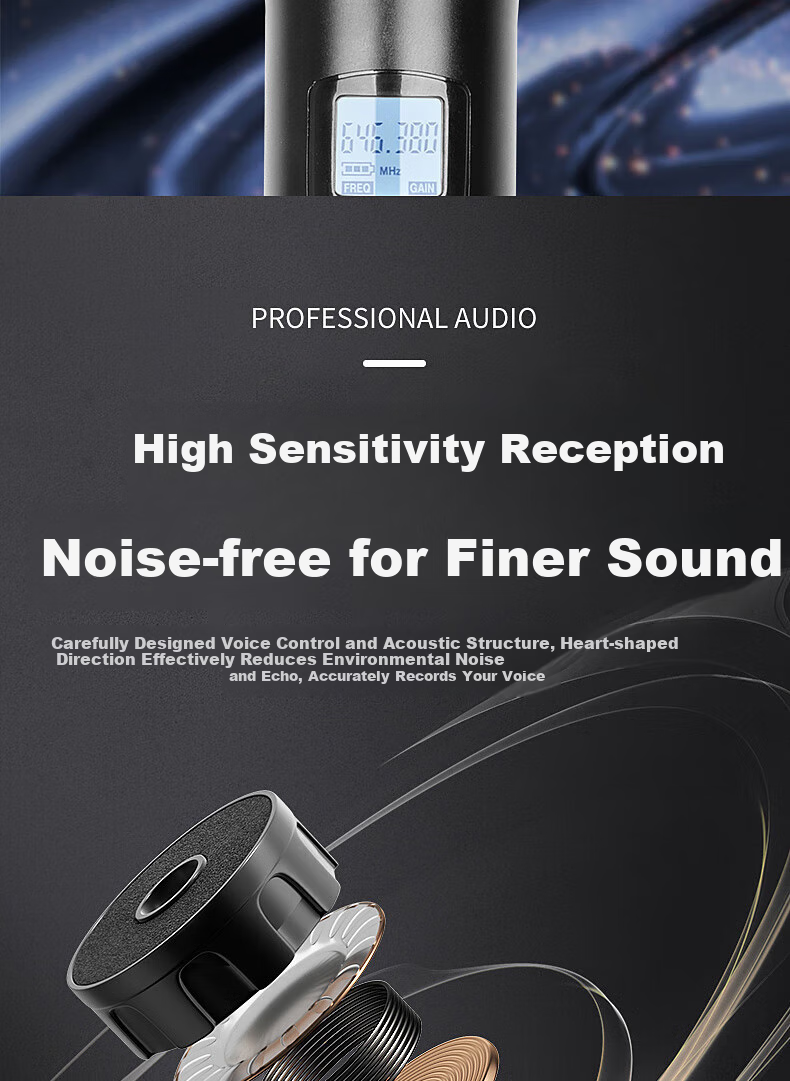 HYUNDAI HD01 Wireless Microphone, U-Band Wireless Handheld Two-Channel, Specially Designed for KTV, Wedding, And Stage Performances 11