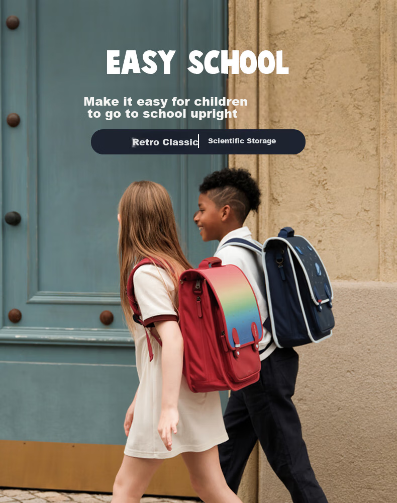 Zoy Zoii Elementary School Backpack for Boys Grades 1-6 Large Capacity Comfortable Weight-Reducing Shoulder Bag Breathable Retro Backpack 1