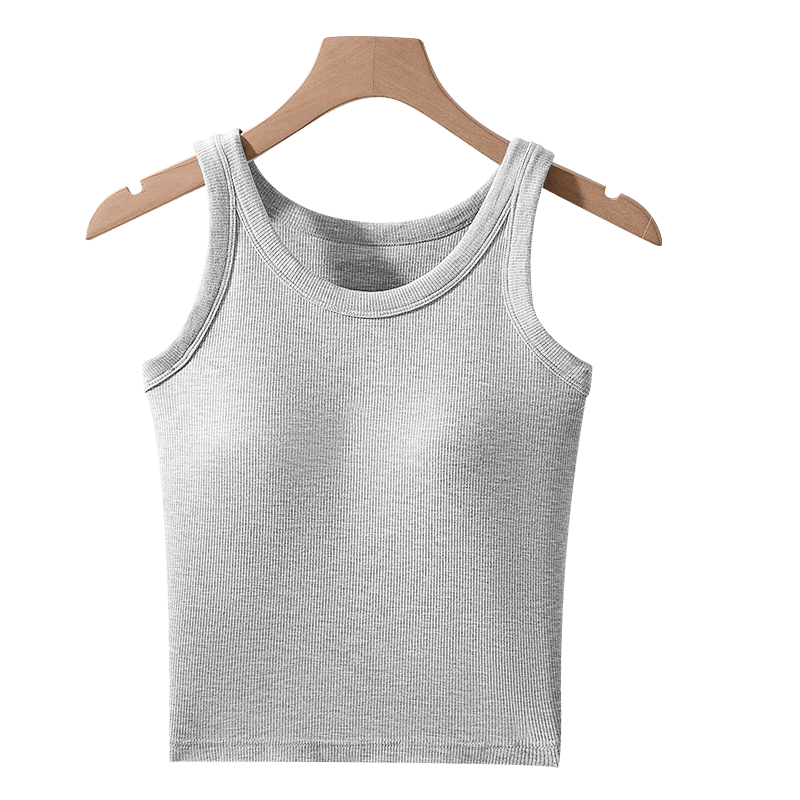 MiiOW Women's Racerback Camisole with Built-In Bra Pads, Short T-Shirt Undershirt for Layering, 2026 Gray XL