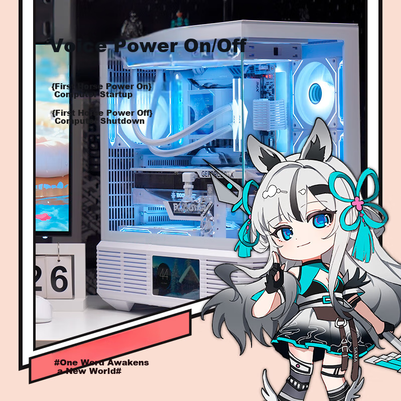 SAMA Jingjie Lite White ATX Seaside View Gaming Desktop Computer Case, Modular Structure/sound-Controlled Case/Back-Mounted Motherboard/dual 360mm Water Cooling Positions/Type-C
