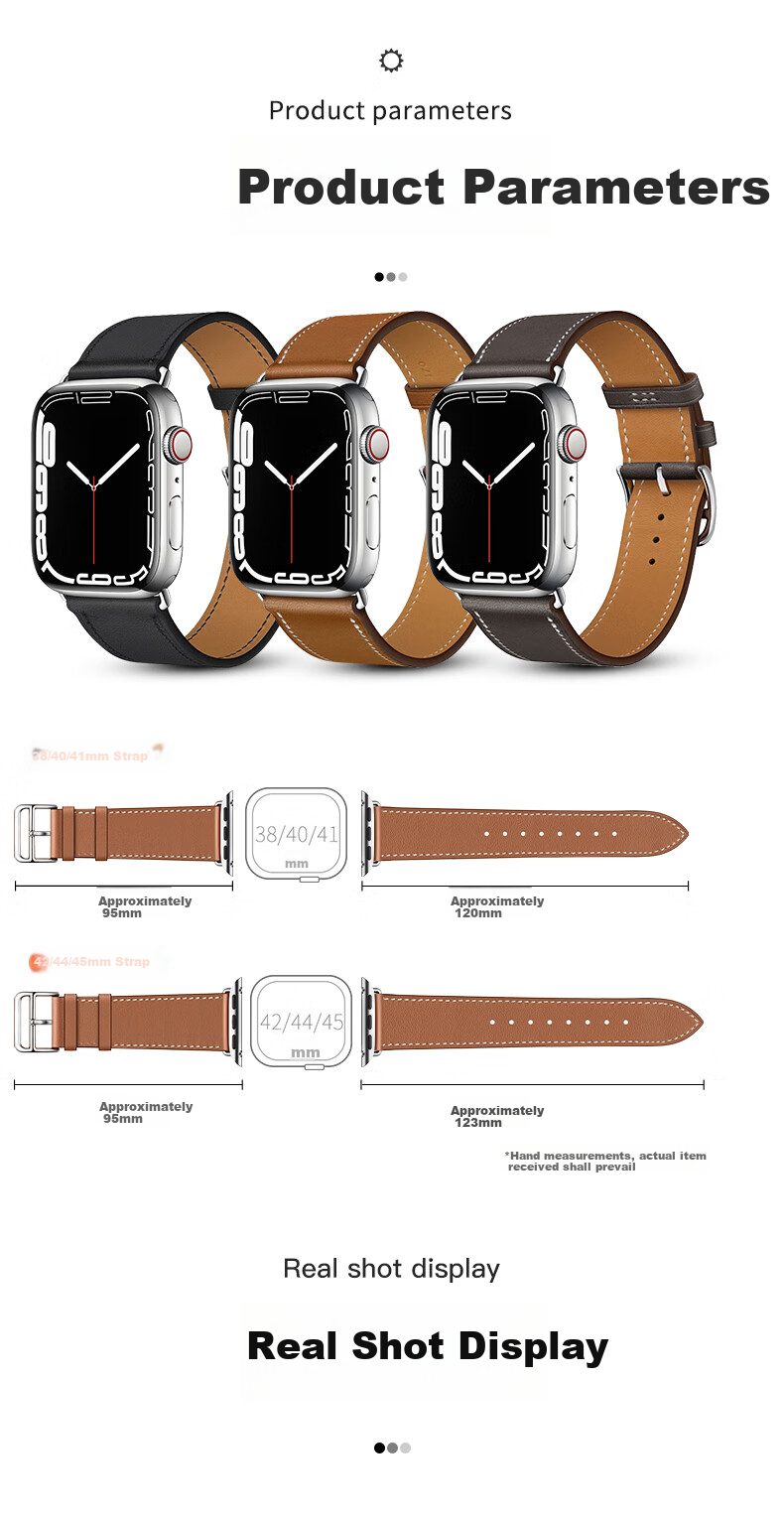 BHO Compatible Apple Watch Band, Suitable for Apple Watch S12/S11 Hermès Leather Strap, IWatch S10/9/8/7/6/Ultra4/SE3/2 Genuine Leather Strap 6