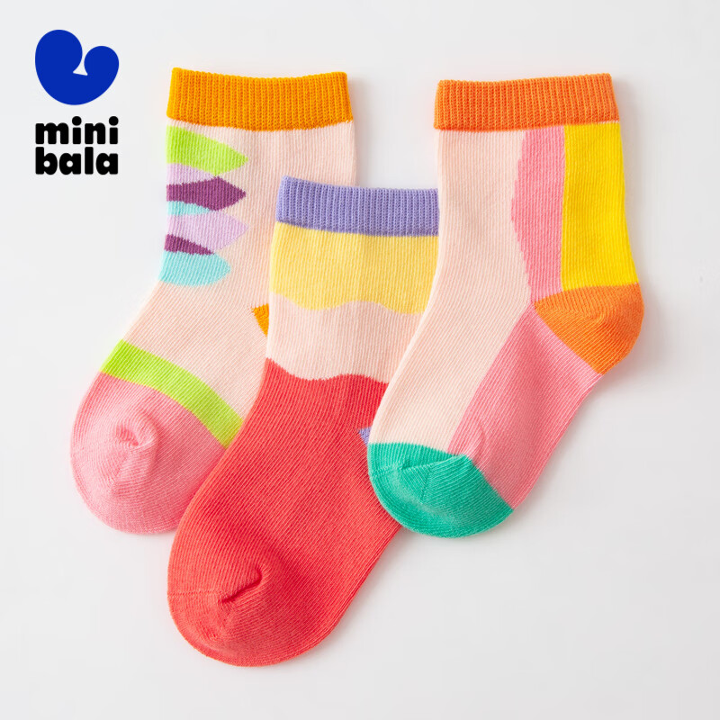 Minibala Boys And Girls Cotton Elastic Breathable Socks, Baby Cute Jacquard Seamless Socks [3 Pairs]