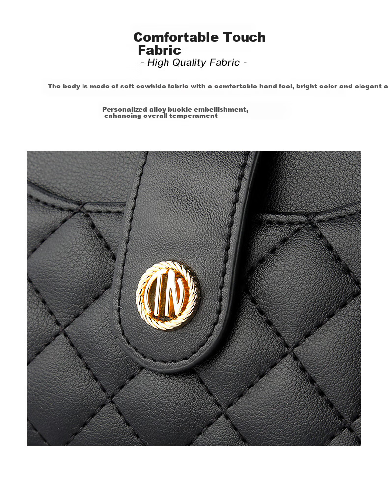 TUCANO Leather Women's Short Wallet And Card Holder, Two-In High-End Diamond Pattern Zipper Coin Purse, Birthday 520 Gift 4