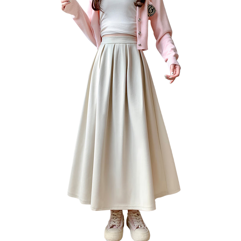 Borui Young Mom Woolen Midi Skirt Women Spring Autumn High Waist Loose Slim Soft Mid-Length Skirt 2026 New Chinese Style