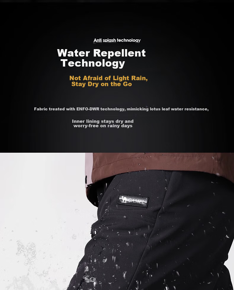 CAMEL [Wang Junkai's Choice] Men's Outdoor Ski Pants, Fleece-Lined for Cold Protection And Warmth, Water-Repellent, Loose-Fitting Cargo Pants for Women 1776 7