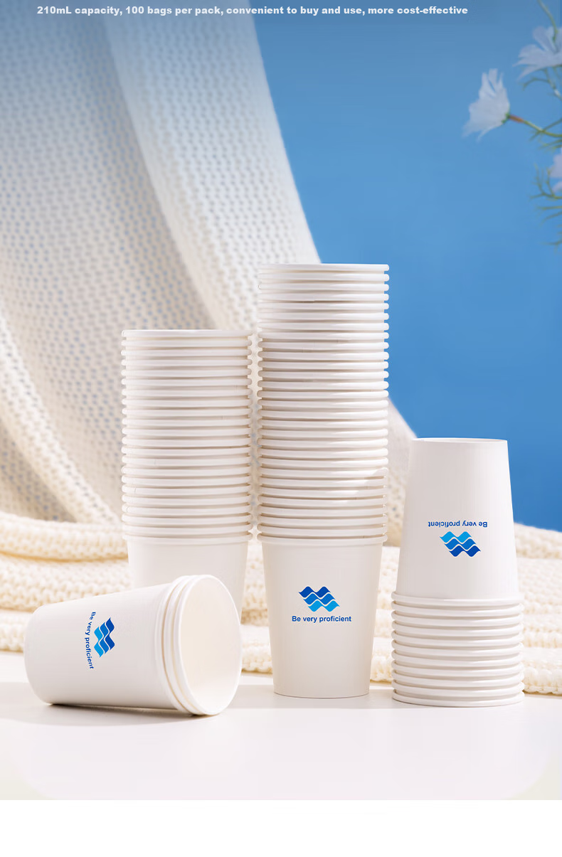Deli 210ml Disposable Paper Cups/water Cups, Office Home Hotel Cost-Effective Version, Dexin 100-Pack, LL211 1