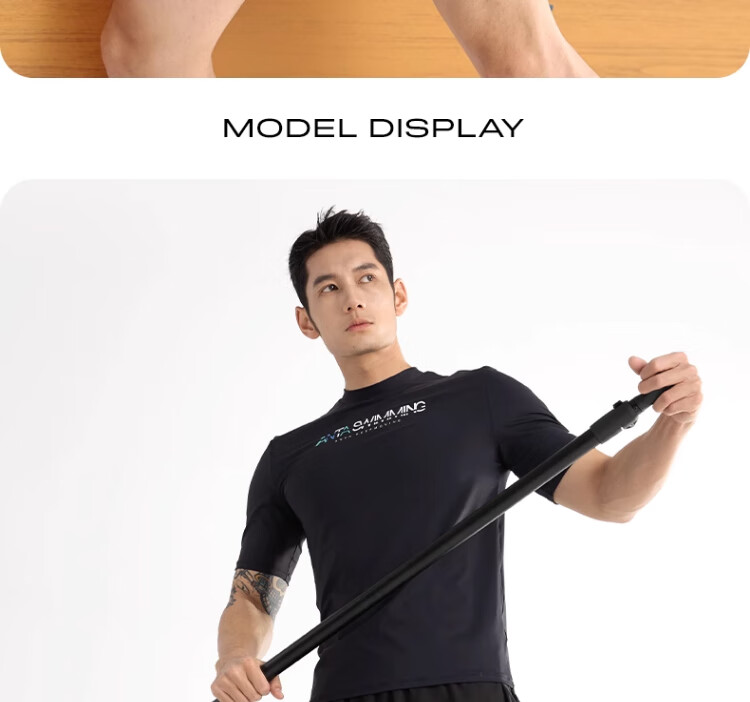 ANTA Men's Swimming Set Anti-Embarrassment Double-Layer Swim Trunks Two-Piece Professional Equipment for Hot Springs Black L 17