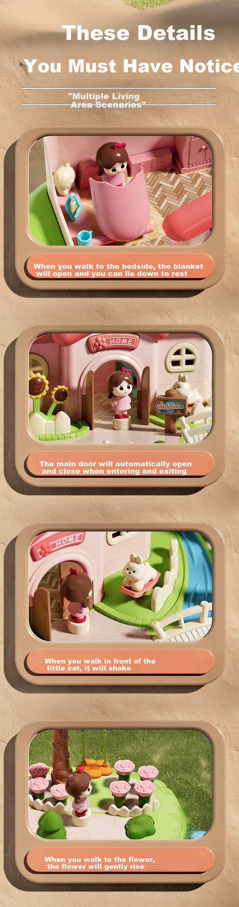 Kakabeier [4-Person Couple] Children's Magnetic Pretend Play Toy, for Girls Aged 3-6, Birthday Gift, Luxurious Surprise Garden Villa 11