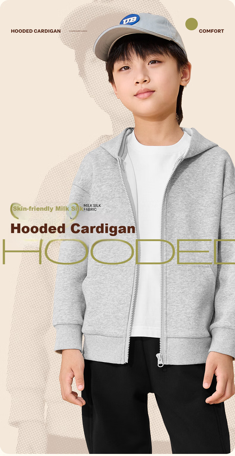 Baleno Boys' Jacket Spring And Autumn 2025 Style, Thin Sports Long-Sleeve Hoodie for Older Children, Autumn Wear Hooded Cardigan Trendy 1