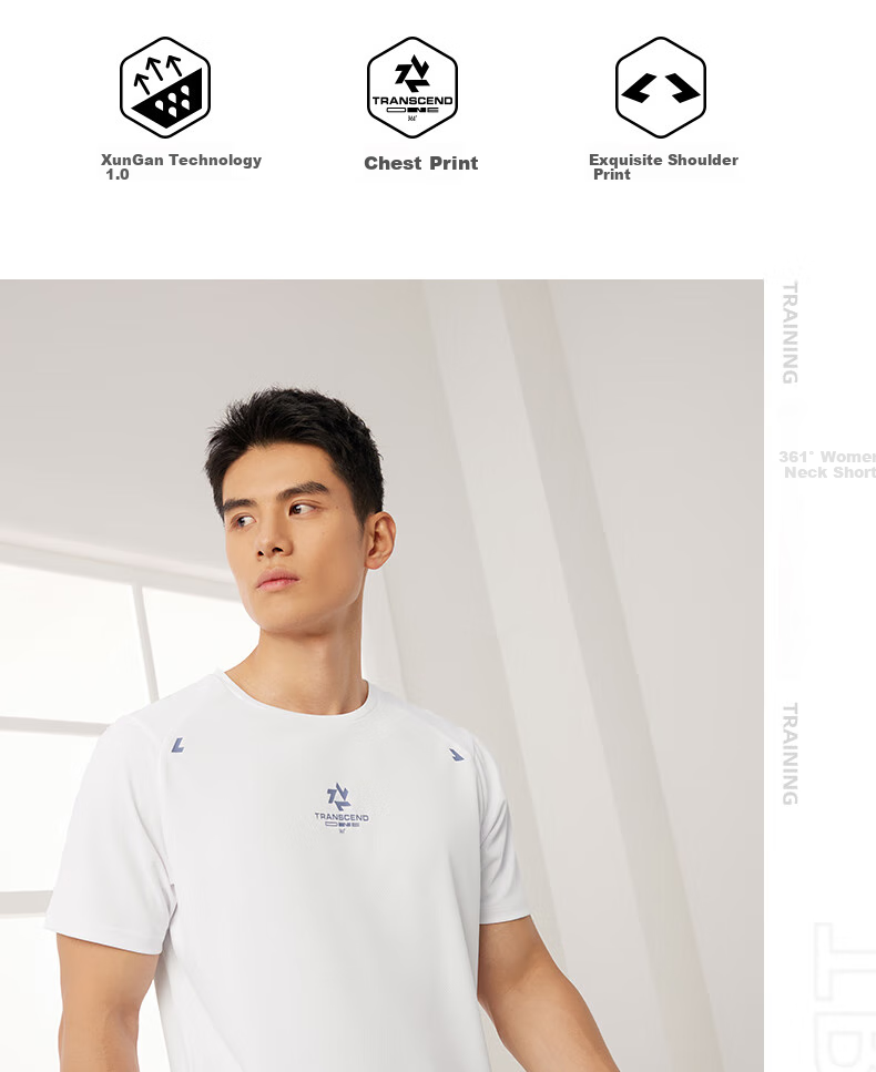 361° Men's Short-Sleeve T-Shirt, Summer Quick-Dry Sportswear, Casual Running Fitness Loose Top, Half Sleeve, 652524130-1 2