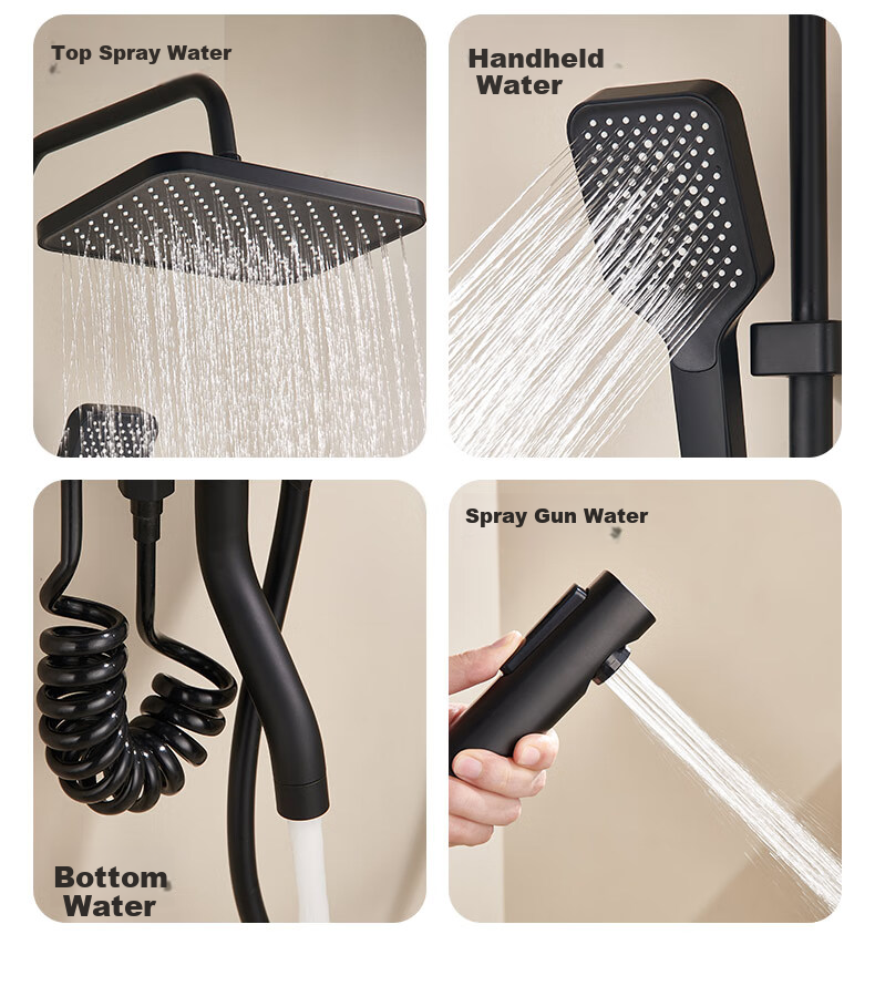 KEGOO Shower Head Set with Copper Mixing Valve, Integrated Bathroom Pressure-Boosting Shower Sprayer, Bathing And Sanitary Kit K4050 4