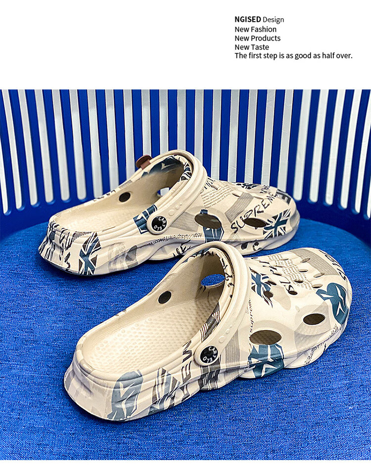 CARTELO Men's Sandals, Summer Hole Shoes, Dual-Use Outdoor And Indoor Slippers, Comfortable Closed-Toe Beach Shoes 21