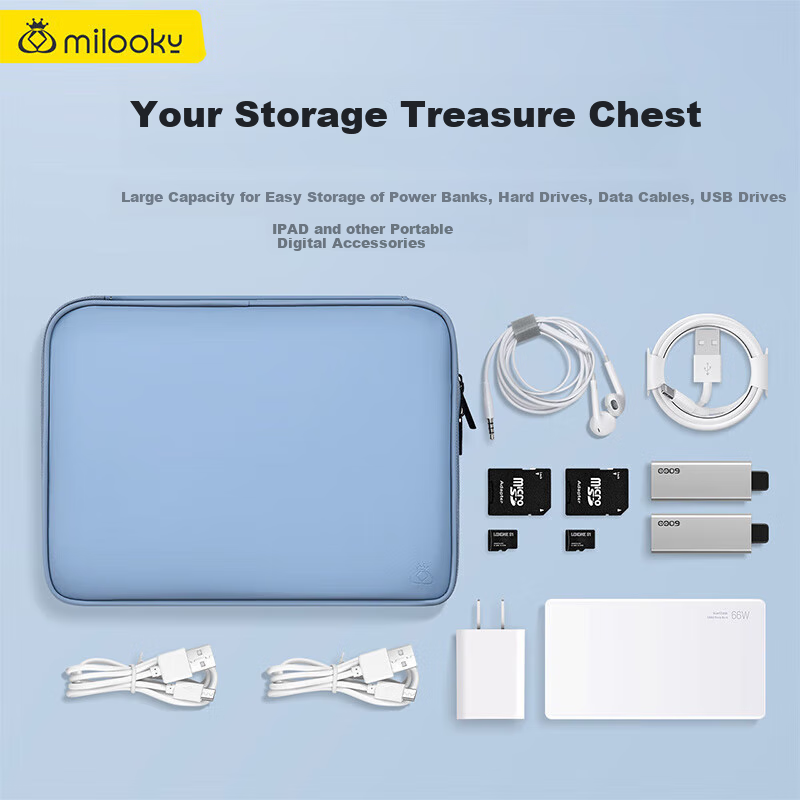 Milooky Digital Accessory Storage Bag Portable USB Drive Tablet IPad Charger Earphone Data Cable Makeup Bag Multifunctional