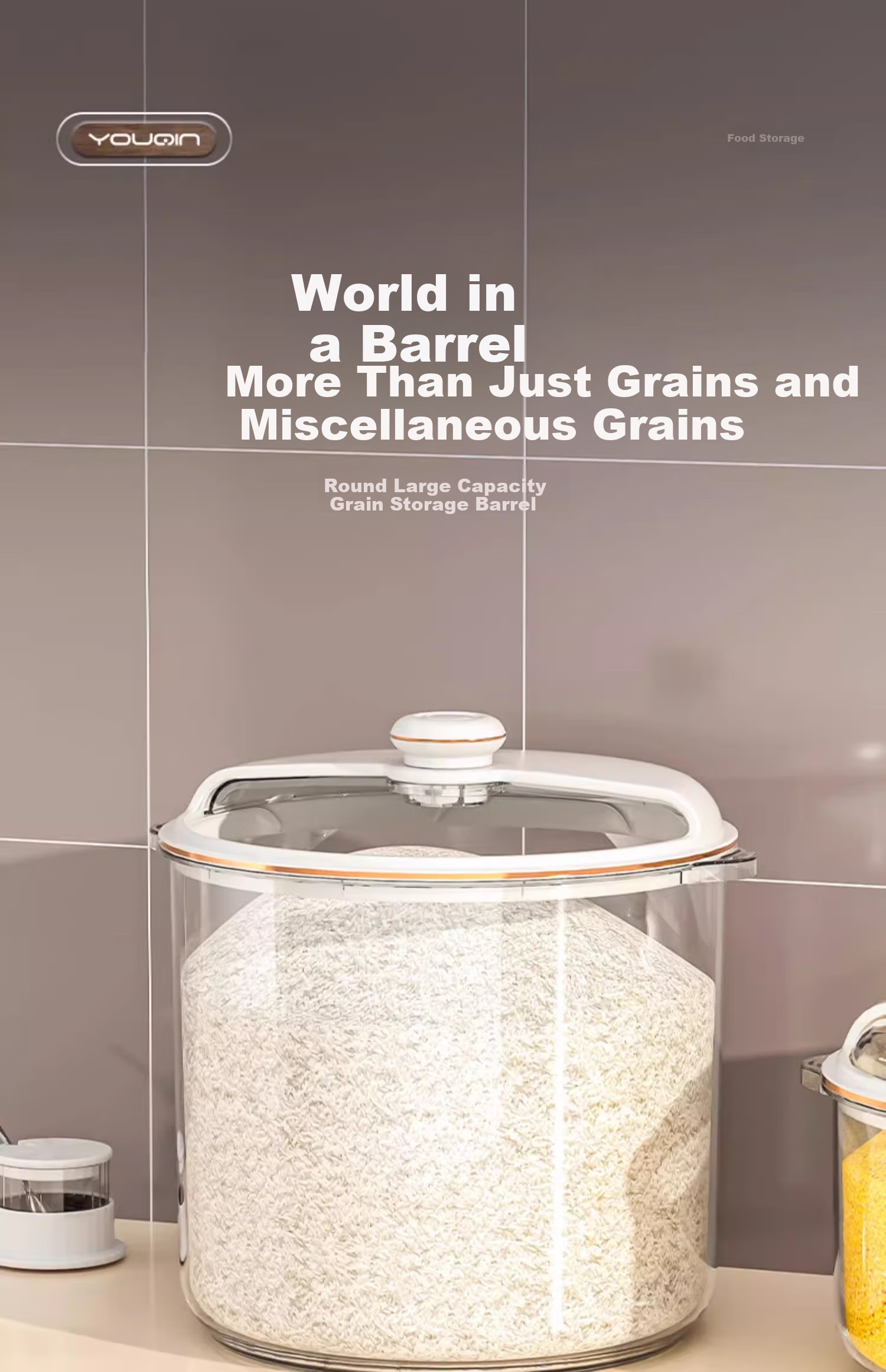 YOUQIN Rice Storage Container, Household Insect-Proof And Moisture-Proof Sealed Rice Bin, Food-Grade Rice Storage Box, Flour Storage Jar 1