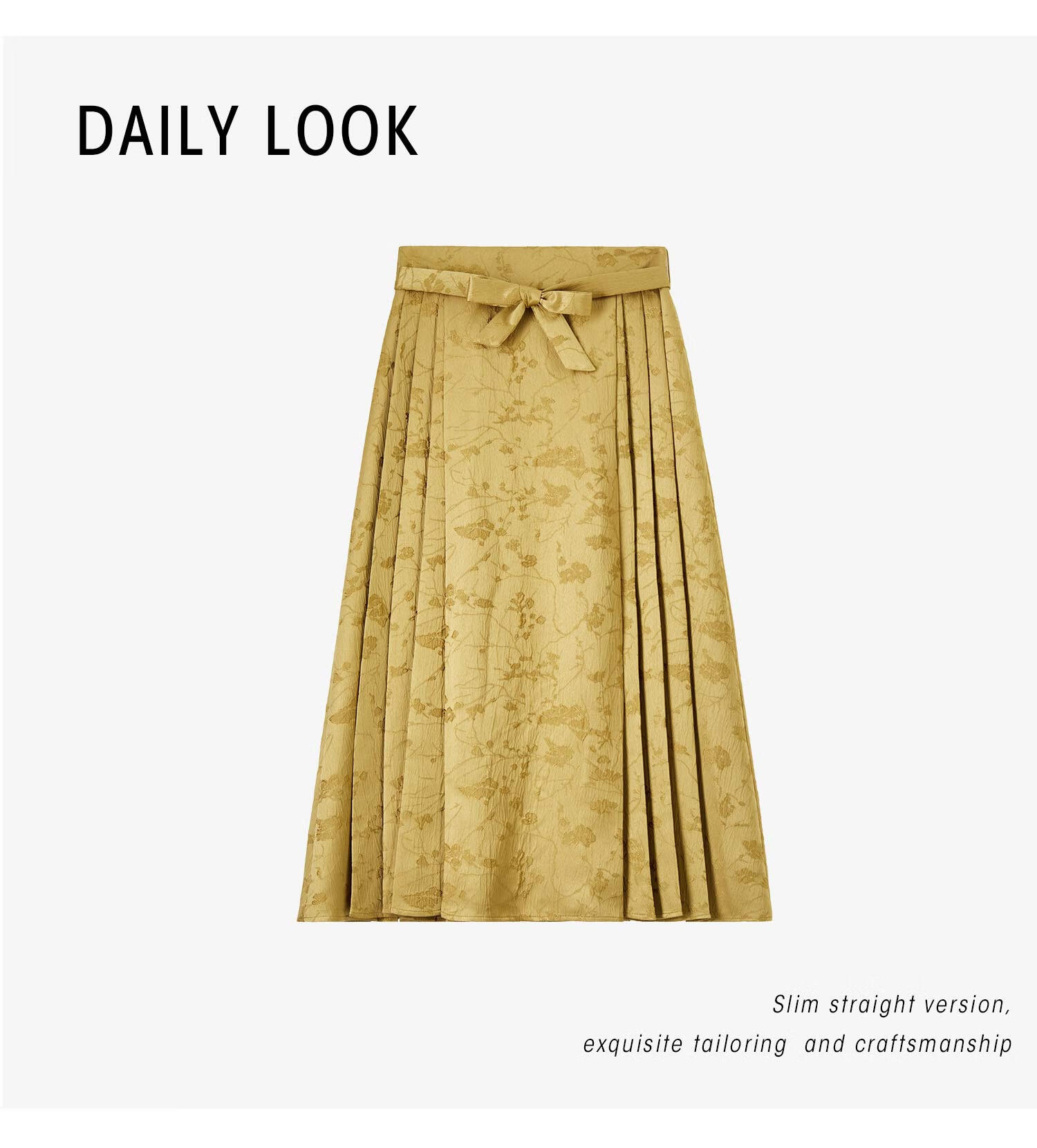 Fan Qin New Chinese Style Jacquard Horse-Face Skirt Spring Loose Half Skirt for Women, Slimming Effect 441Q72650 Antique Bronze Gold 3