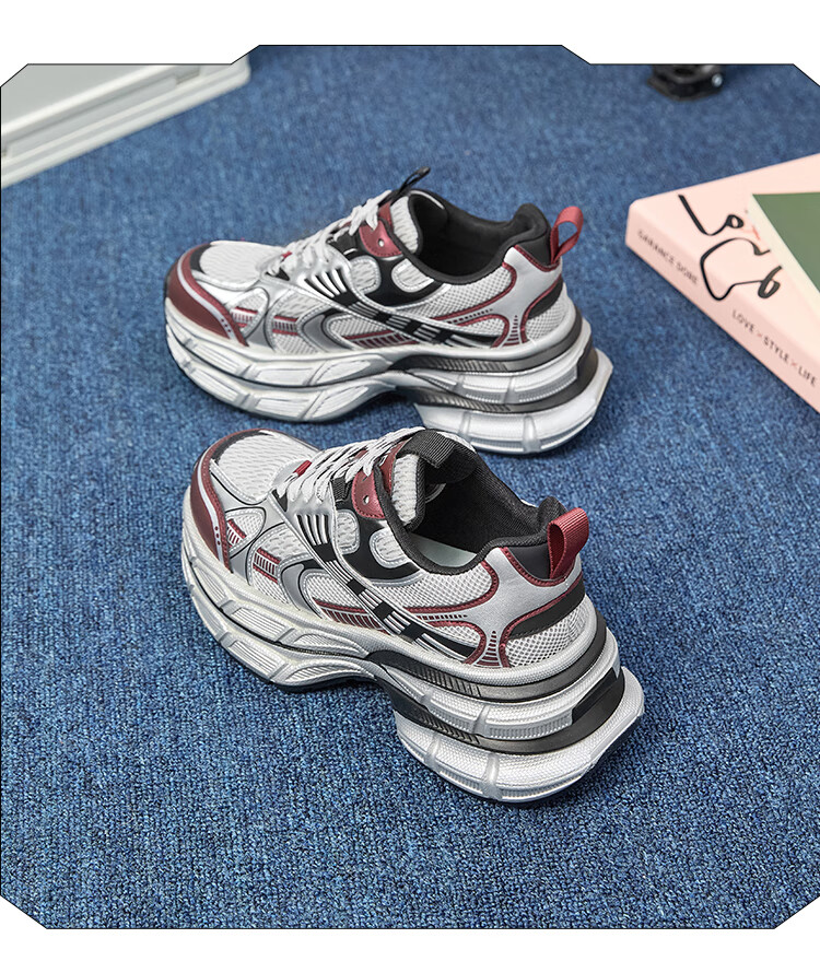 ZHR Dad Shoes for Women, Summer Mesh Breathable Thick-Soled Height-Increasing Casual Couple Shoes, JT67E, Silver, Size 38 16