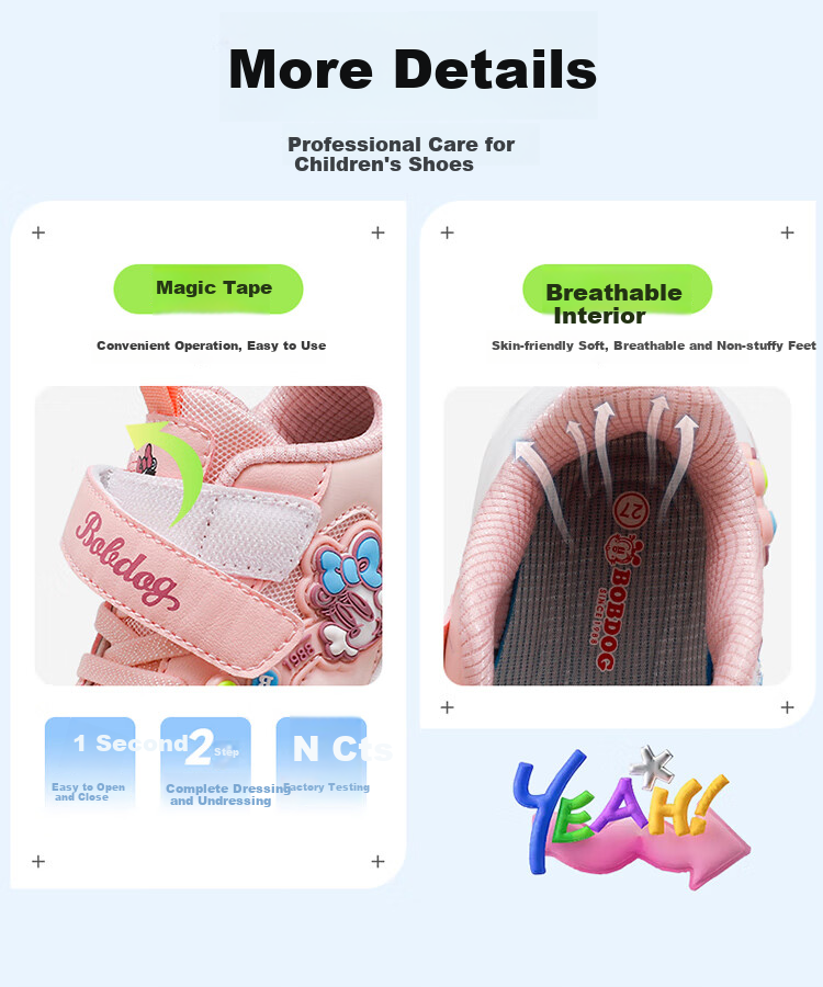 BOBDOG Girls' Summer Breathable Dad Shoes, Children's Sneakers, 103552118, Candy Purple/rose Purple, Size 28 2