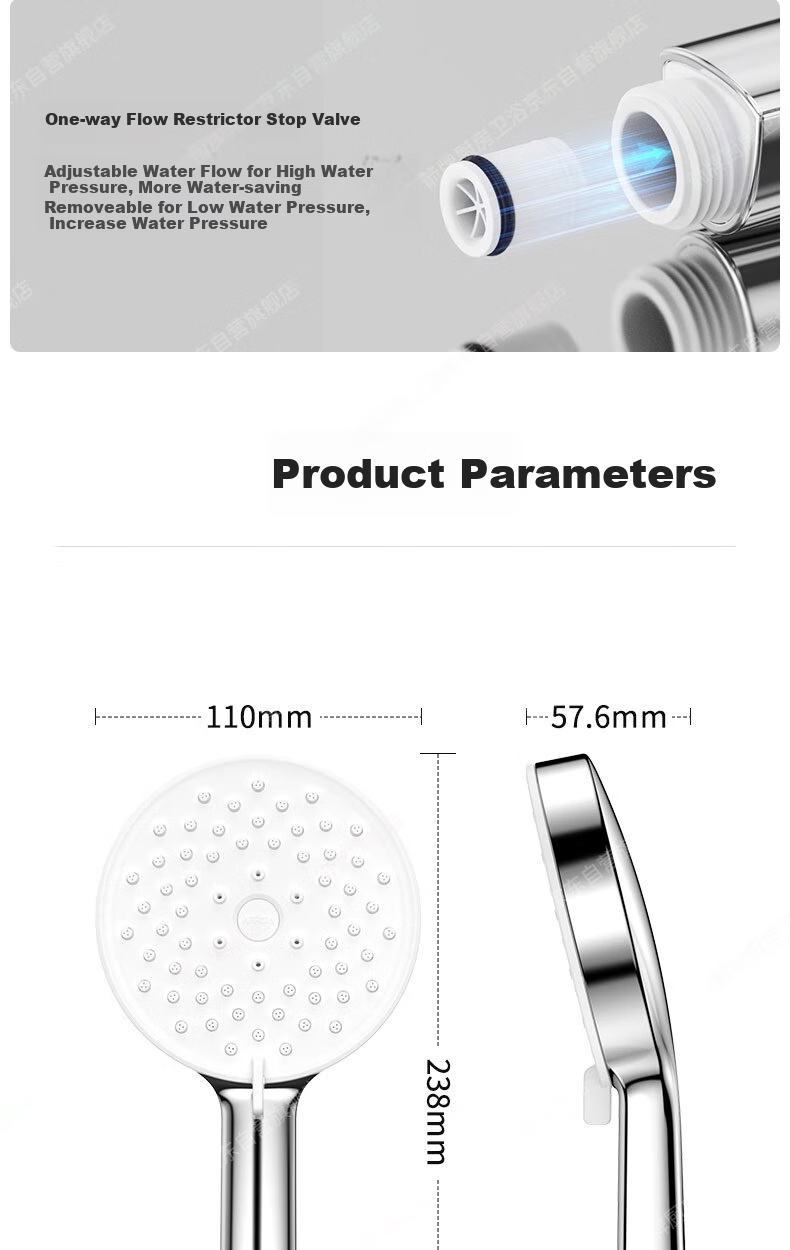 ARROW Handheld Shower Head, Bathroom Spray Nozzle, 3 Water Settings, Shower Single Head, Shower Sprayer 14