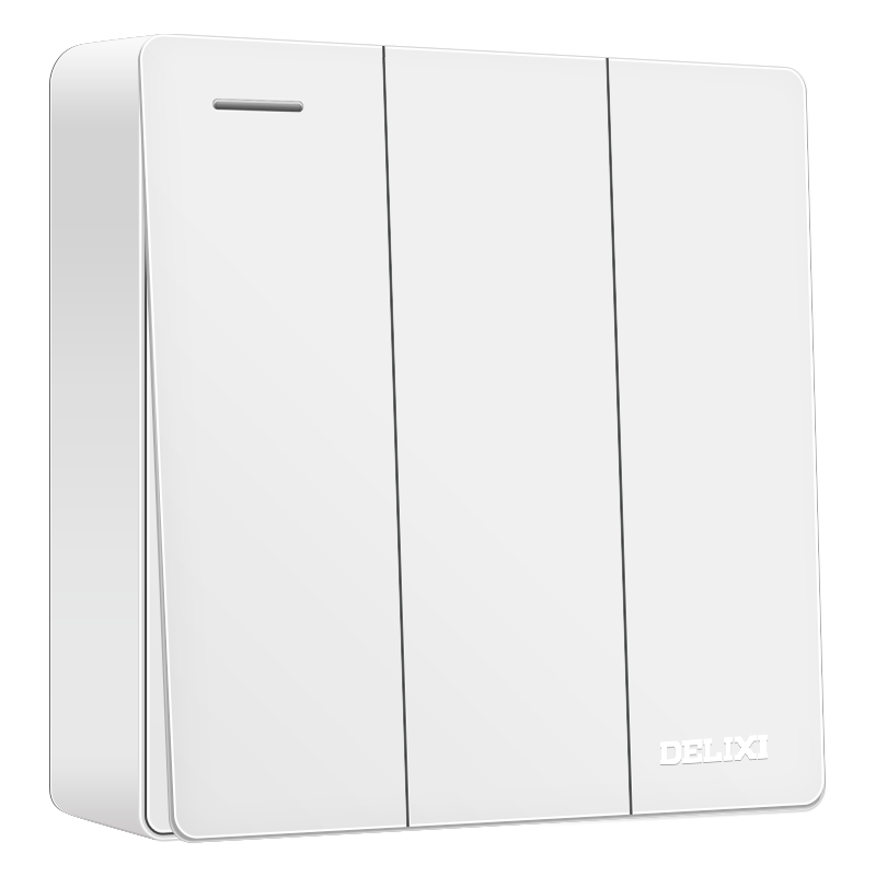 DELIXI Surface-Mounted Switch Socket Panel, 158 Series, Three-Gang Single-Control Switch
