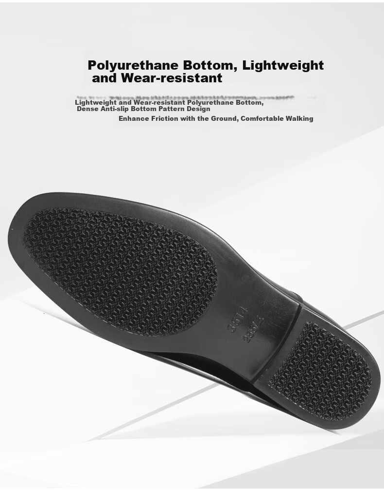 3514 Business Formal Leather Shoes with Three-Point Connection, Simple Slip-On Leather Shoes for Men, Derby Shoes, Black, Size 38 7