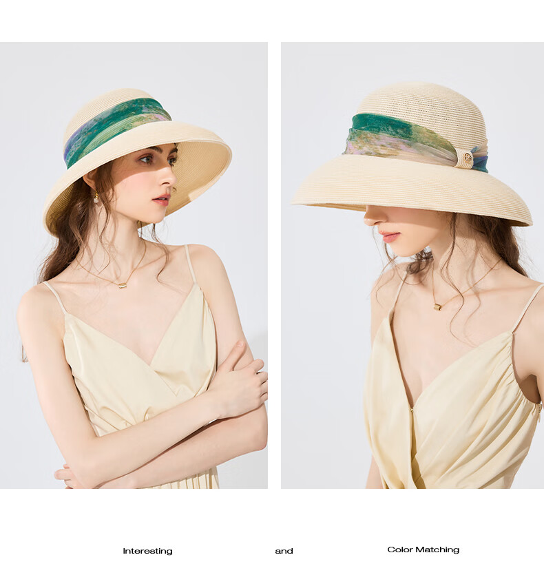 FANCET Straw Hat for Women, Elegant Summer Oregano Tulle Hat with Wide Brim, Vacation UV Protection Sun Hat, Birthday Gift for Elders 13
