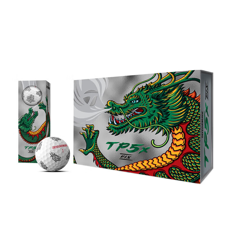 Taylormade Golf Balls, 2024 Model TP5x Pix Five-Layer Balls, Year of The Dragon Limited Edition Gift Competition Balls, 12 Pieces
