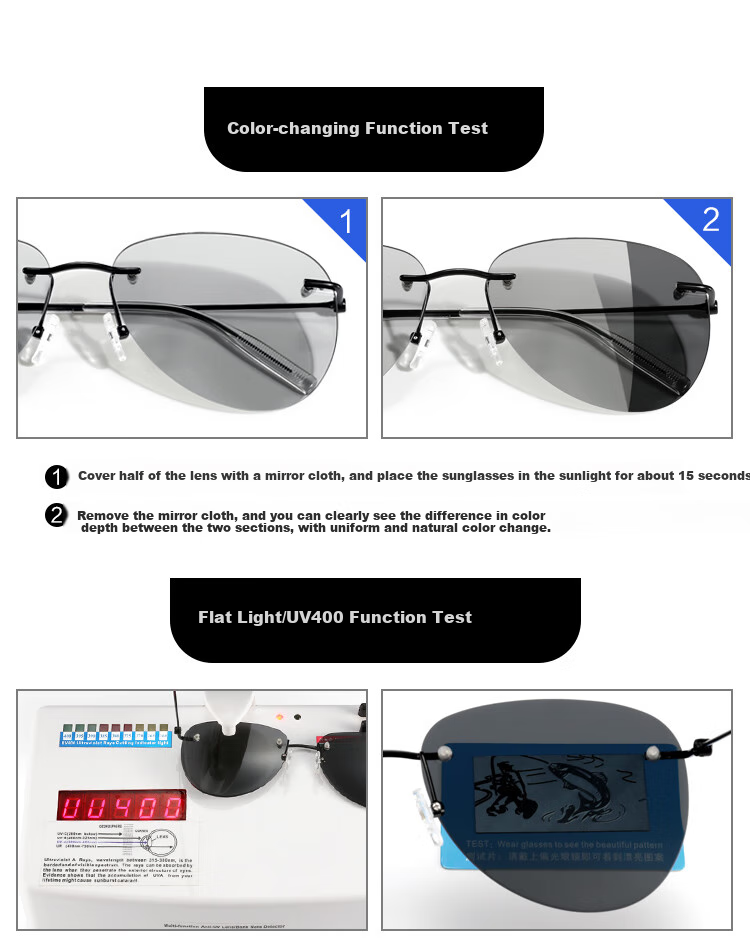 Bertha Polarized Sunglasses for Men, Imported Titanium Material, Specialized for Driving, Photochromic, Frameless, Ultra-Light, for Driving And Fishing 15