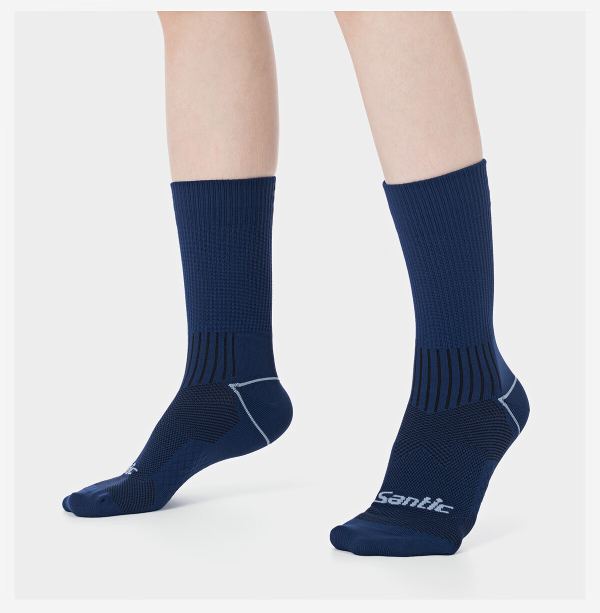 Santic Reflective Cycling Socks Breathable Sweat-Wicking Outdoor Sports Socks Qimen Black L/XL 11