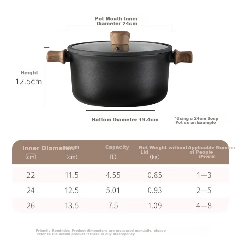 Carote Non-Stick Soup Pot Multi-Functional Stew Milk Pot Steamer Frying Pan Induction Cooker Maifan Stone Instant Noodle Pot 20